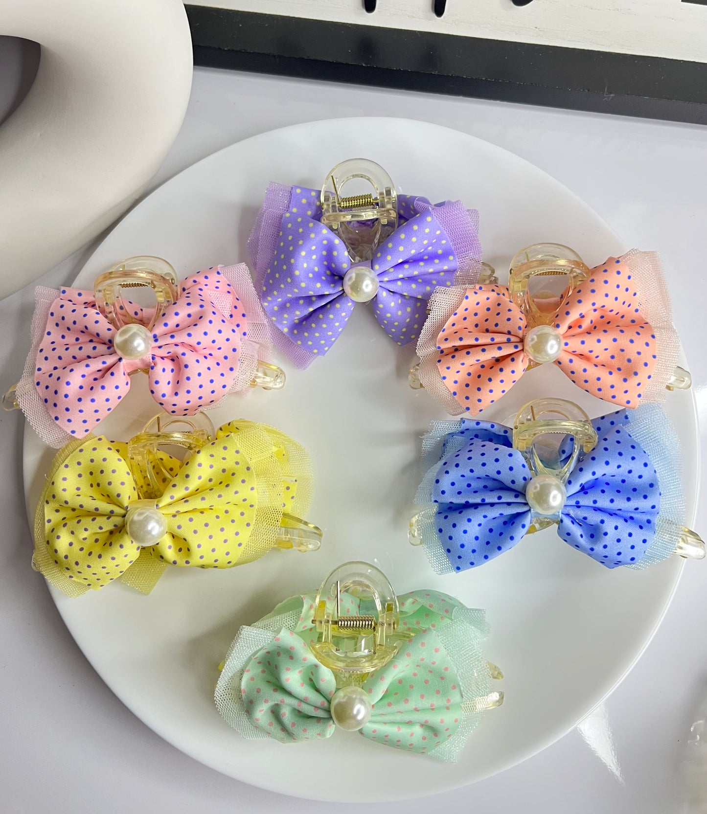 Polka Dot Hair Claw ( LARGE)