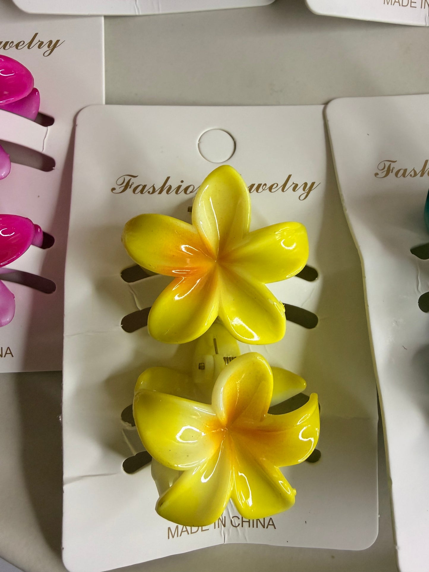 Small Shiny Floral Claw Clips