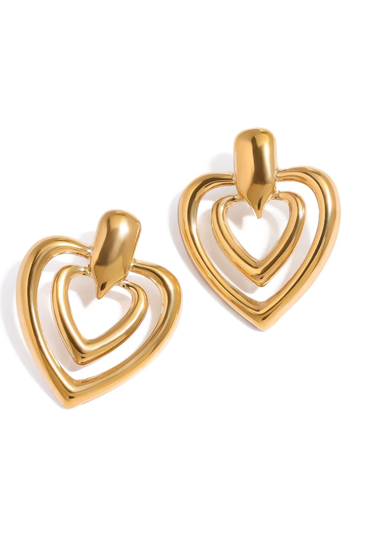 Triple Heart Earrings