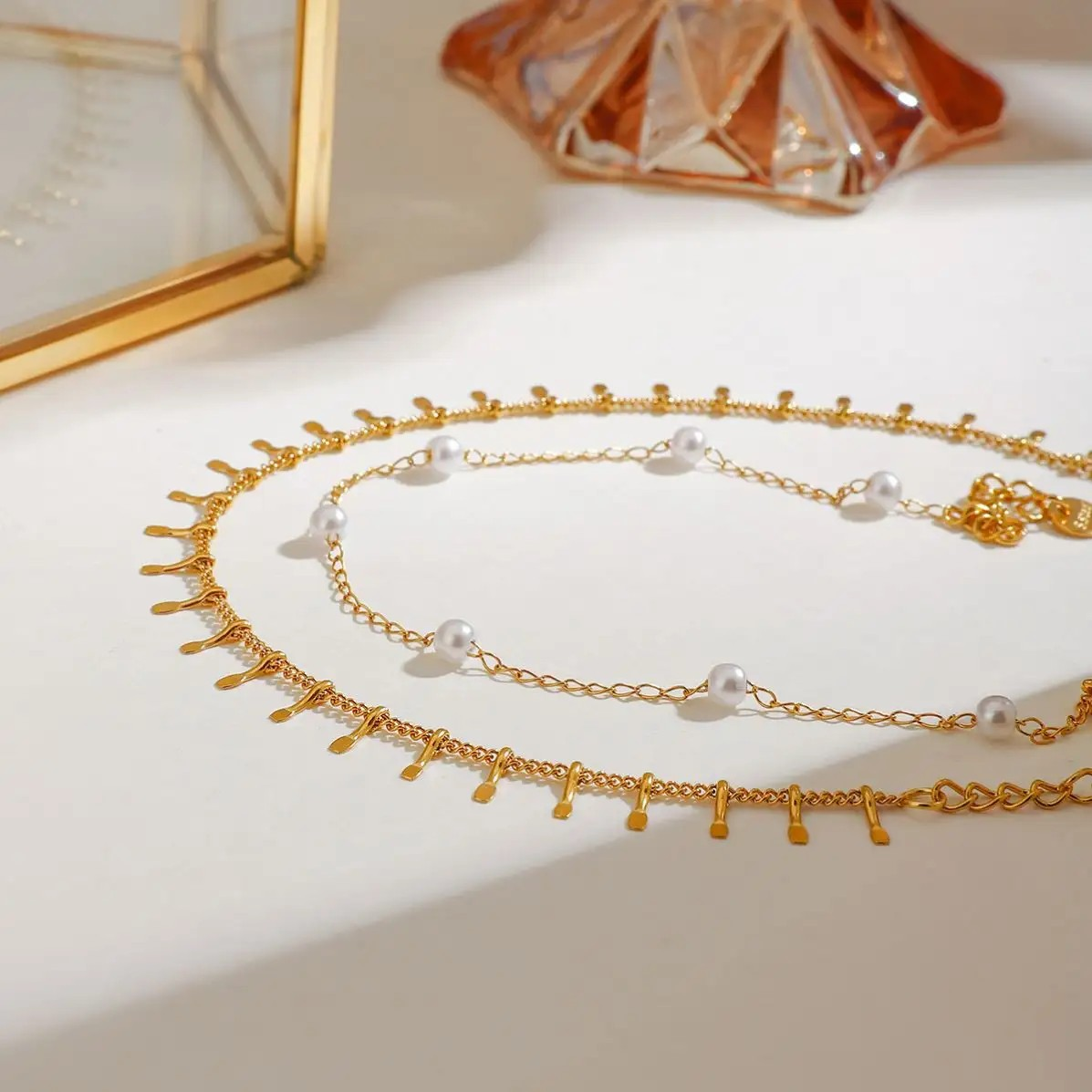 Freshwater Pearl Anklet ( Double Chain )