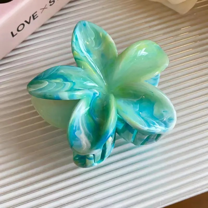 Marble Hibiscus Flower Hair Claw Clips ( large )