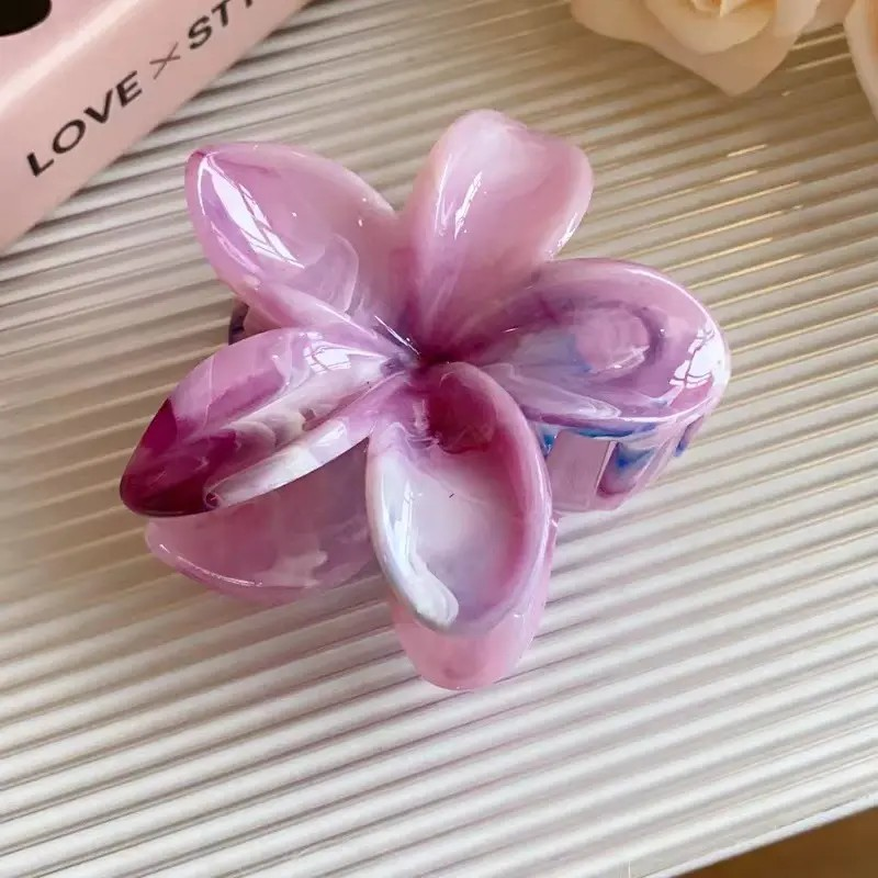 Marble Hibiscus Flower Hair Claw Clips ( large )