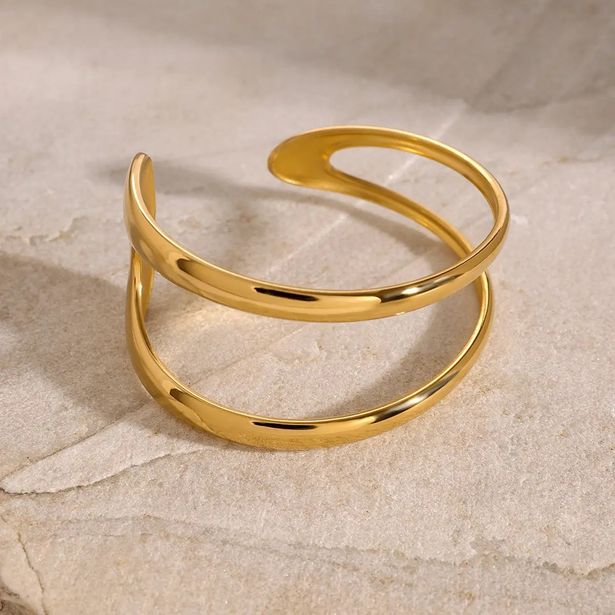 Double-layer Hollow Cuff Bangles Bracelet