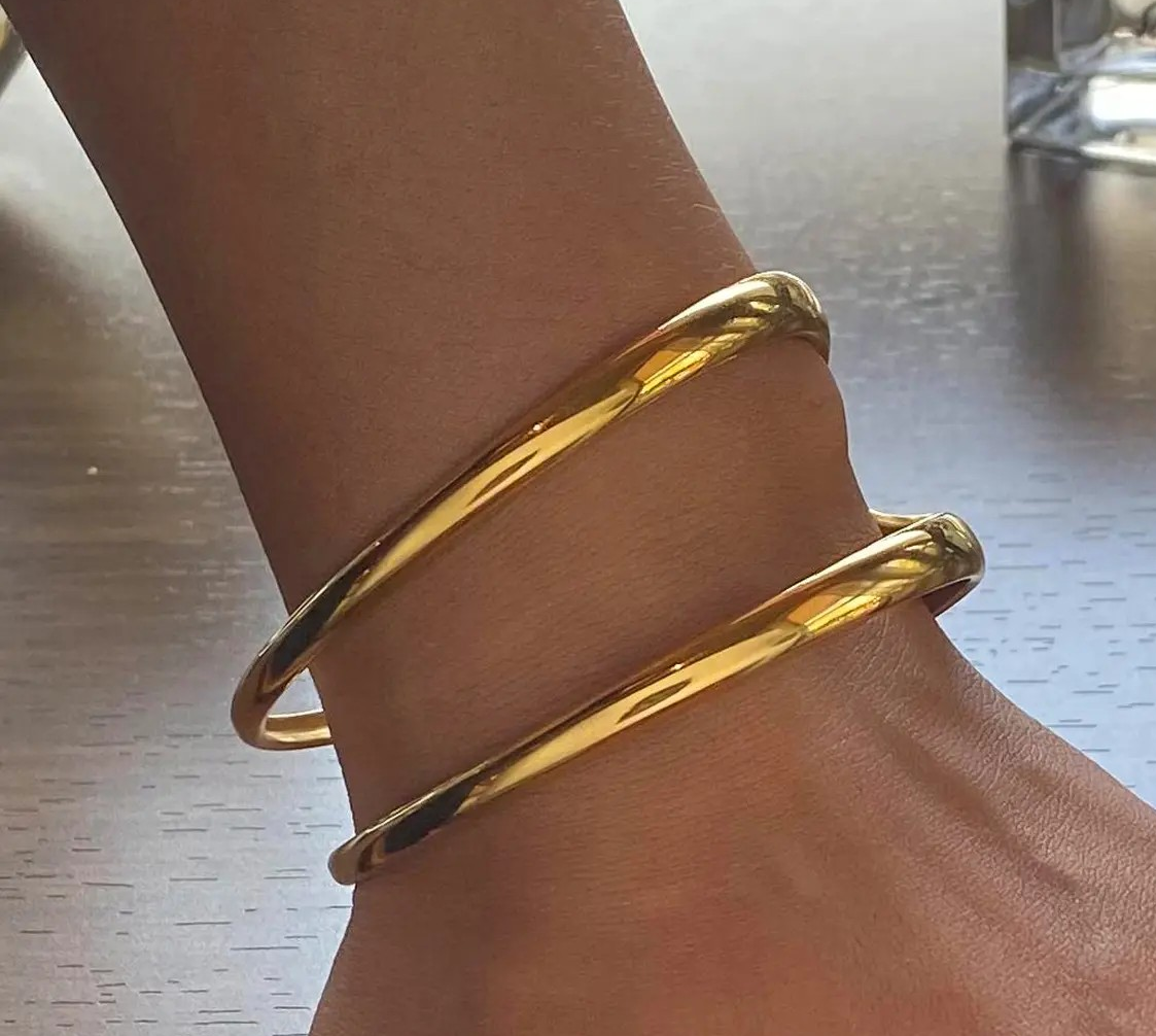 Double-layer Hollow Cuff Bangles Bracelet