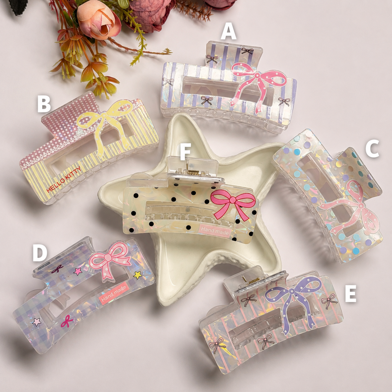 Pinteresty Bow Rectangle Claw Clips ( Large )