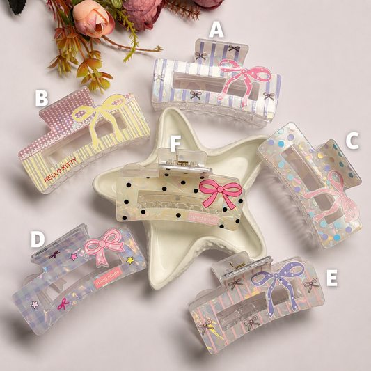 Pinteresty Bow Rectangle Claw Clips ( Large )