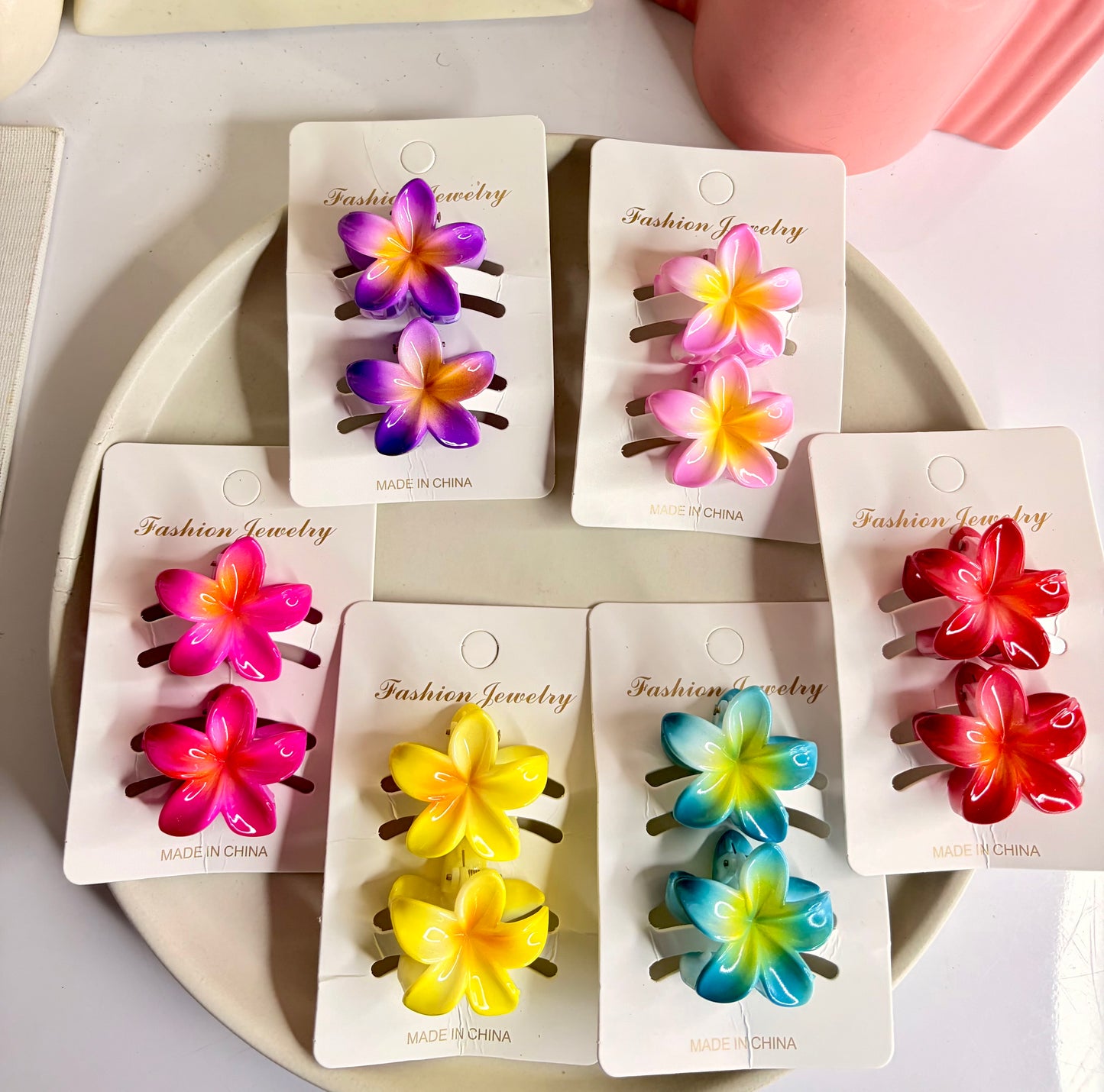 Small Shiny Floral Claw Clips