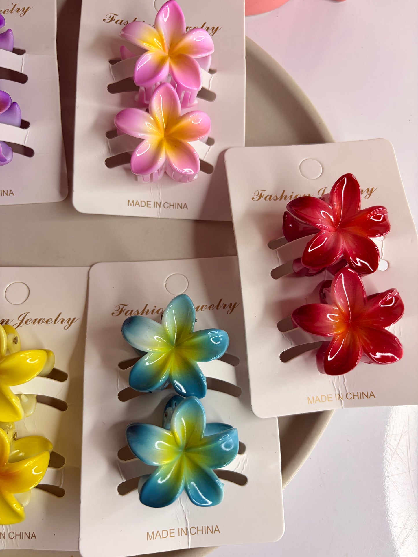 Small Shiny Floral Claw Clips