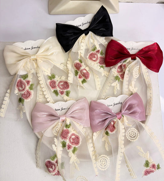 Floral Hair Bow ( Medium )