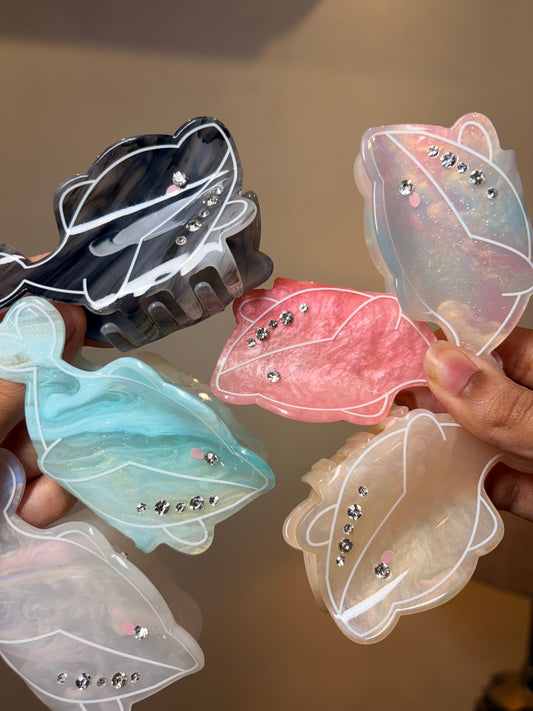 Aqua Fish Claw Clips ( Medium )