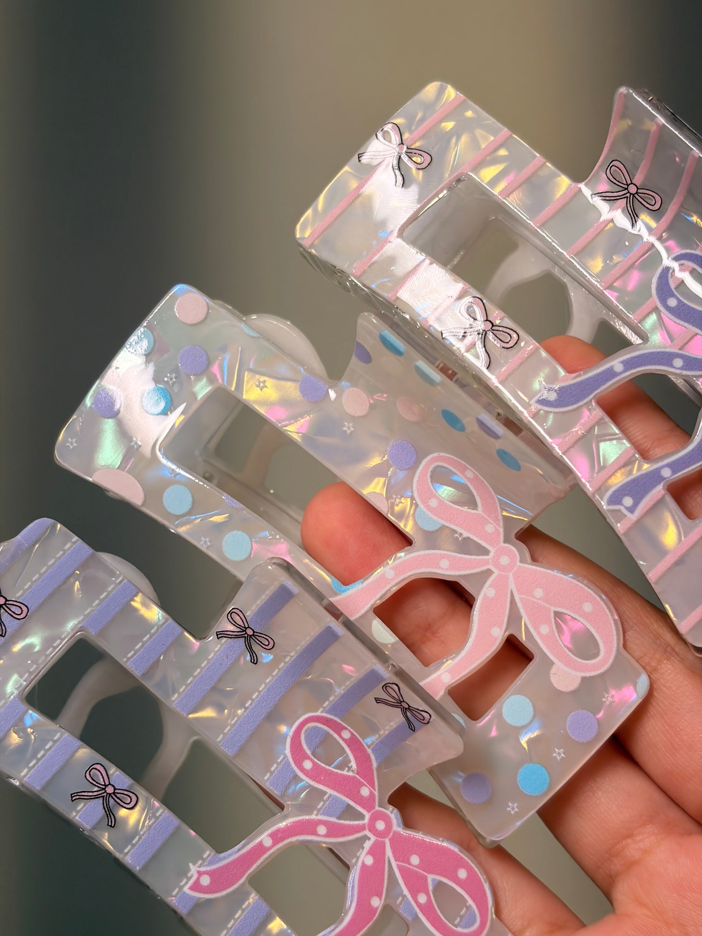Pinteresty Bow Rectangle Claw Clips ( Large )