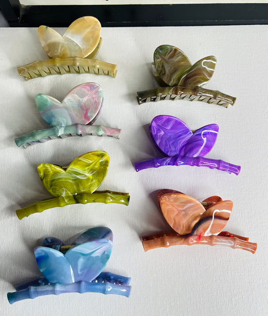 Printed Butterfly Claw Clips
