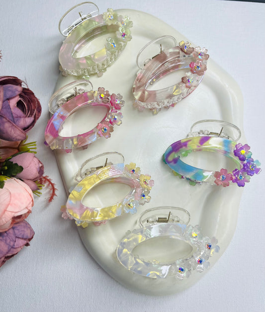 Floral Unbreakable Claw Clips ( Large )