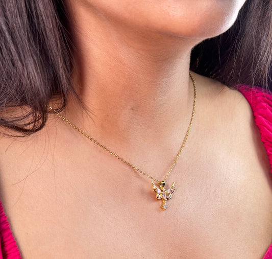 Pink Butterfly Pendant Necklace