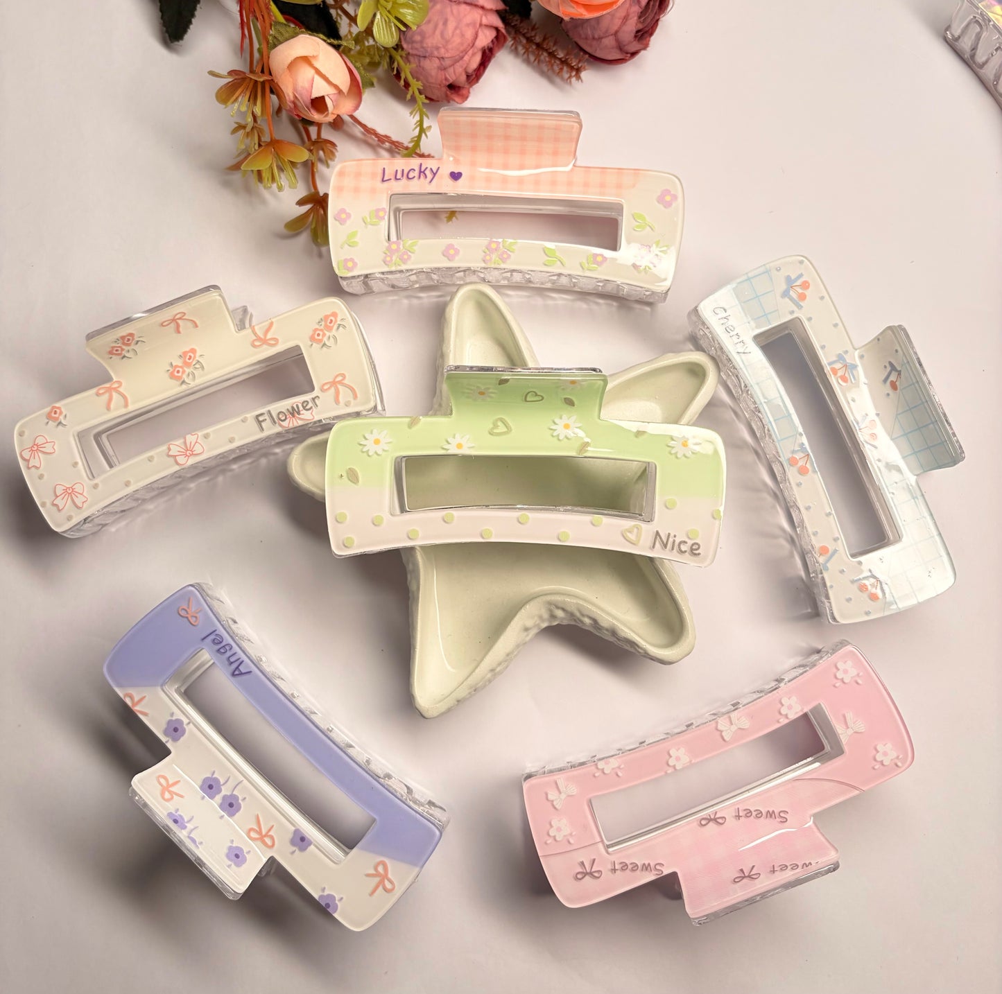 Pastel Rectangular Claw Clips ( Extra Large )