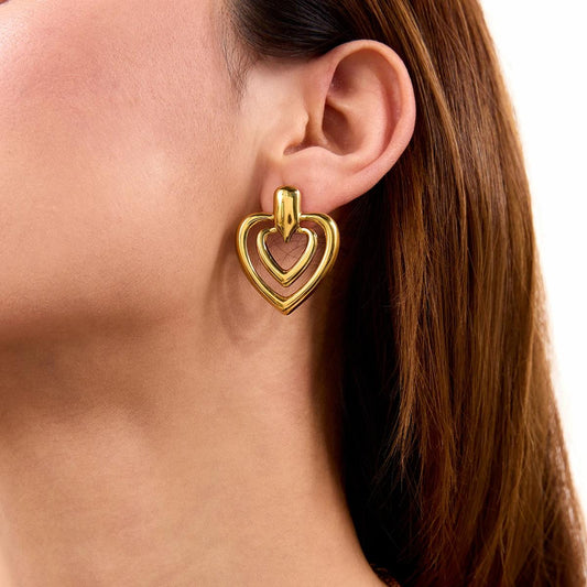 Triple Heart Earrings