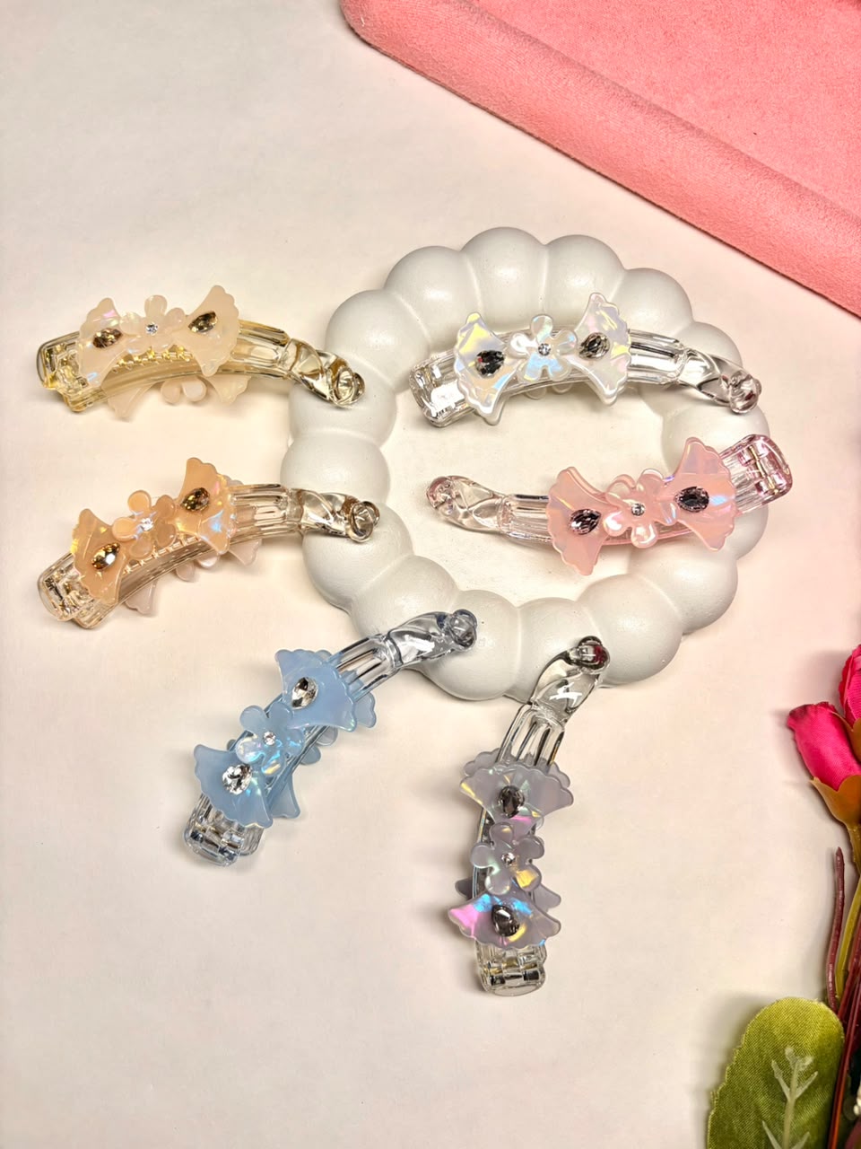 Crystal Bow Banana Clip