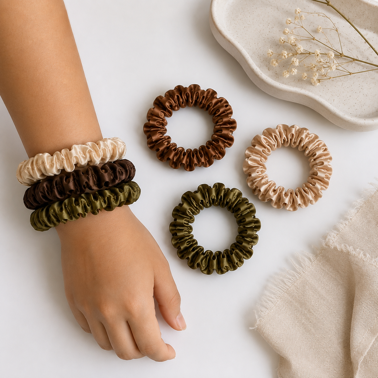 Skinny Satin Scrunchie ( Pack of 6 )